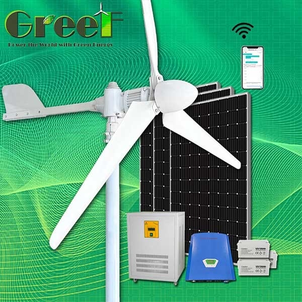 Система 2KW ветротурбины связи решетки скорости ветра установки крыши солнечная гибридная